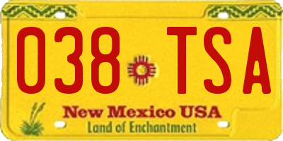 NM license plate 038TSA