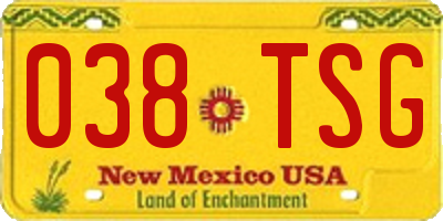NM license plate 038TSG