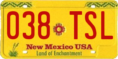 NM license plate 038TSL