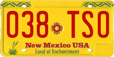 NM license plate 038TSO