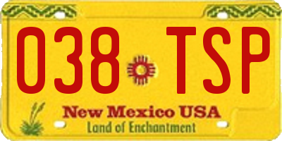 NM license plate 038TSP