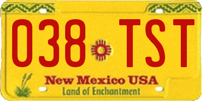 NM license plate 038TST