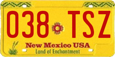NM license plate 038TSZ