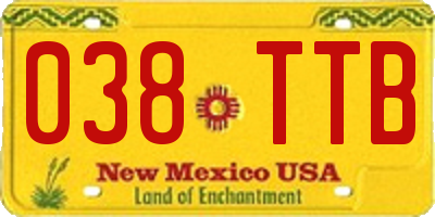 NM license plate 038TTB