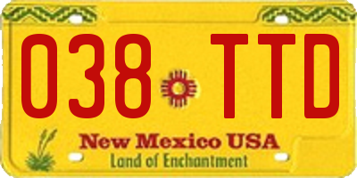 NM license plate 038TTD