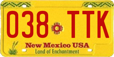 NM license plate 038TTK