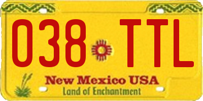 NM license plate 038TTL