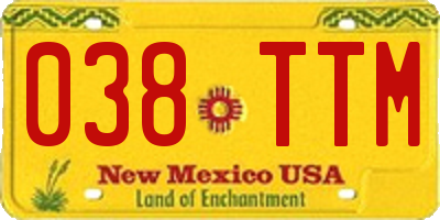 NM license plate 038TTM