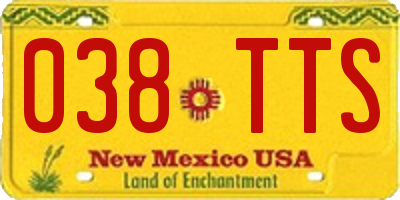 NM license plate 038TTS