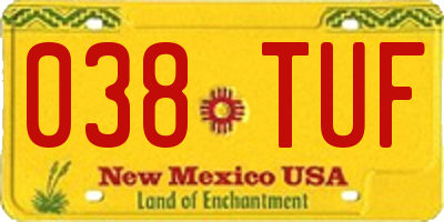 NM license plate 038TUF