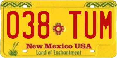 NM license plate 038TUM