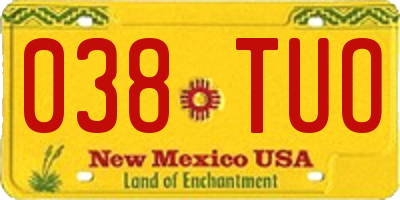 NM license plate 038TUO