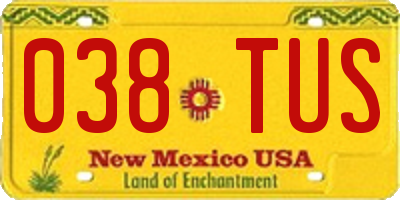 NM license plate 038TUS