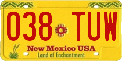 NM license plate 038TUW