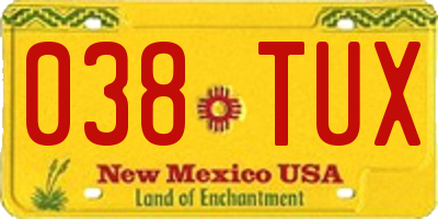 NM license plate 038TUX