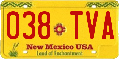 NM license plate 038TVA