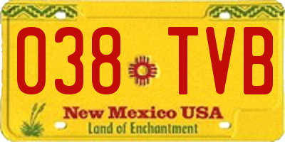 NM license plate 038TVB
