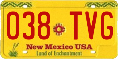 NM license plate 038TVG