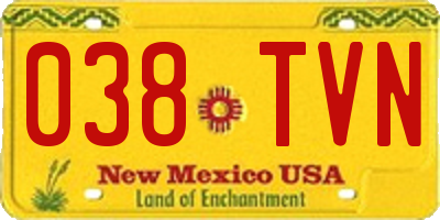 NM license plate 038TVN