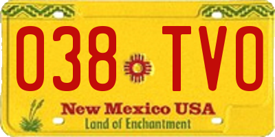 NM license plate 038TVO