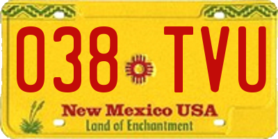 NM license plate 038TVU