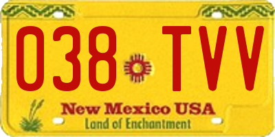 NM license plate 038TVV