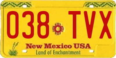 NM license plate 038TVX