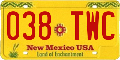 NM license plate 038TWC