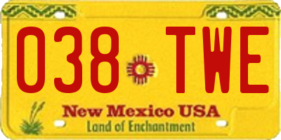 NM license plate 038TWE