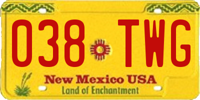 NM license plate 038TWG