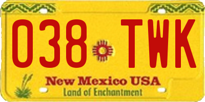 NM license plate 038TWK