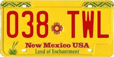 NM license plate 038TWL