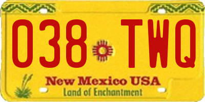 NM license plate 038TWQ