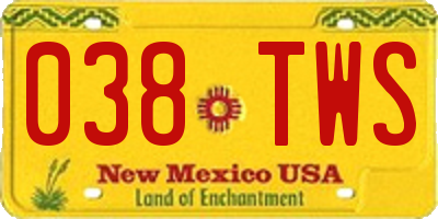 NM license plate 038TWS