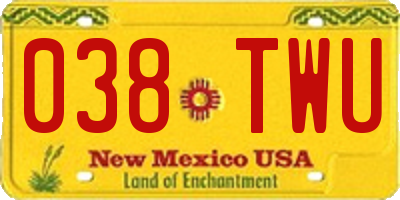 NM license plate 038TWU