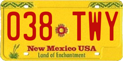 NM license plate 038TWY