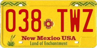 NM license plate 038TWZ