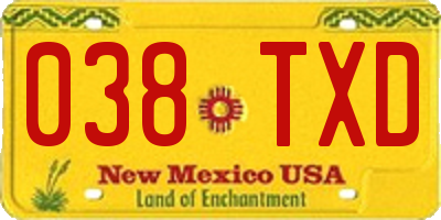 NM license plate 038TXD