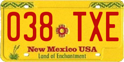 NM license plate 038TXE