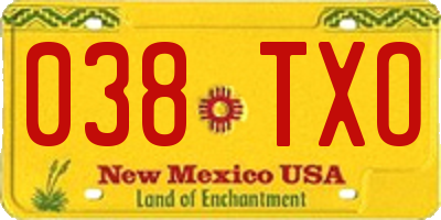 NM license plate 038TXO
