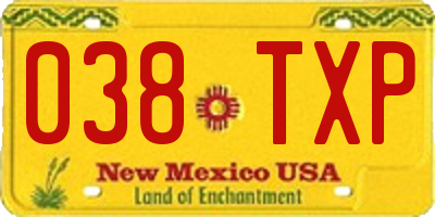 NM license plate 038TXP