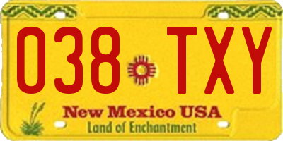 NM license plate 038TXY