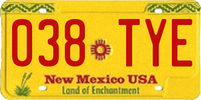 NM license plate 038TYE
