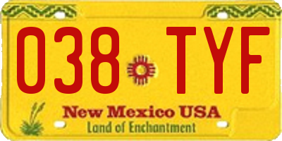 NM license plate 038TYF