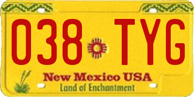 NM license plate 038TYG