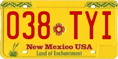 NM license plate 038TYI