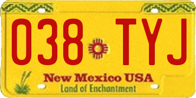 NM license plate 038TYJ