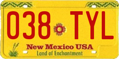 NM license plate 038TYL