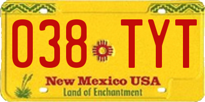 NM license plate 038TYT