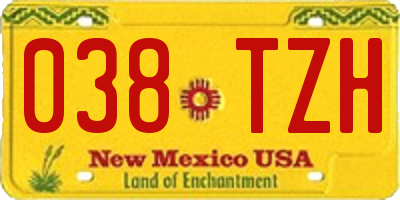 NM license plate 038TZH